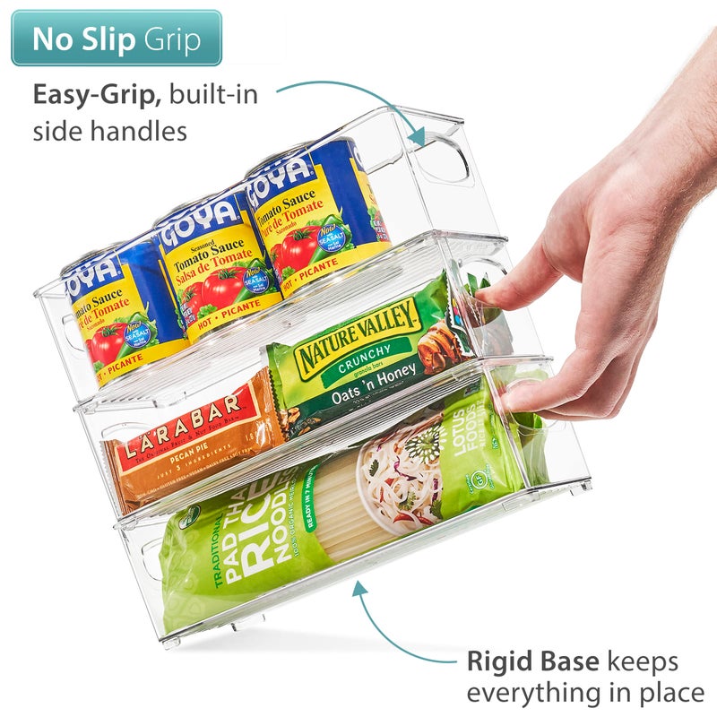 Sorbus Stackable Refrigerator Organizer Bins - Clear Storage Bins for Kitchen Pantry, Freezer & Fridge Organization - Food Organizing Plastic Containers with Handles for Countertops & Drawers (4 Pack) - Image 5